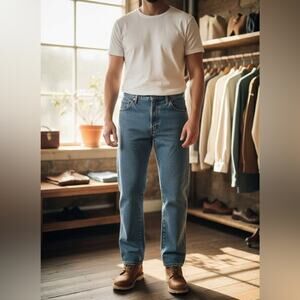 Men’s 90's Rustler Denim Light Wash Relaxed Fit Tapered Leg Sz 36